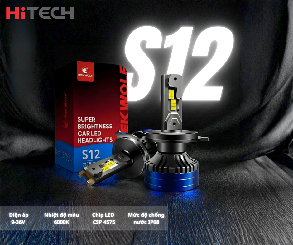 Lắp đặt đèn led tăng sáng ô tô wekwolf S12 chân 9006